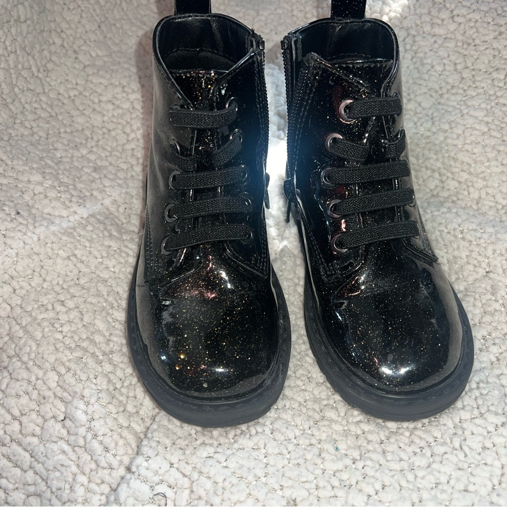 Black Glitter Kids Boots